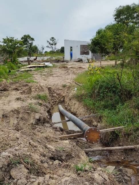 Locals complained that their water supply was impacted after Kibing Silicon contractors “took a shortcut” when installing the facility’s water pipes. (Photo taken 14 August 2022 by villagers)